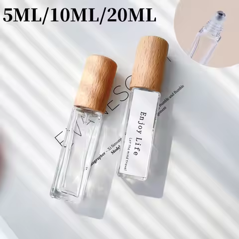 5ml 10ml 20ml Wood Perfume Empty Oil Bottle Stainless Roll on Ball Perfume Aromatherapy Bottle Oil R