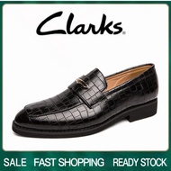 Clarks_รองเท้าผู้ชาย รุ่น สีดำ รองเท้าหนังแท้ รองเท้าทางการ รองเท้าแบบสวม รองเท้าแต่งงาน รองเท้าหนังผู้ชาย