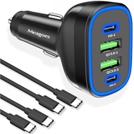 90W 4 in 1 USB C Super Fast Car Charger for iPhone 17 Pro Max/Air/16/15/iPad, Samsung S26, Pixel And