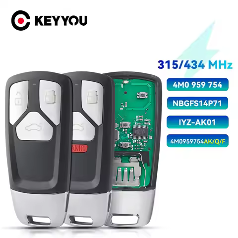 KEYYOU New 4M0 959 754 Replacement For Audi TT A4 A5 S5 Q5 Q7 SQ5 3/4 Buttons Uncut Remote Car Key F