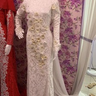 Baju DRESS NIKAH SANDING TUNANG preloved OFFWHITE/CREAMY WHITE DRESS SANDING MURAH