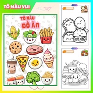 Coloring pictures of delicious, cute food on A4/A5 thick paper | Educational toys help children be c