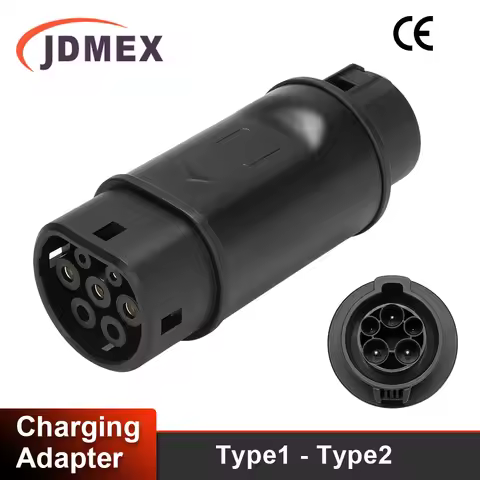 JDMEX 7KW Type 1 to Type 2 AC Charging Adapter AC 110V-250V 32A MAX EV Charger Adapter SAE J1772 To 