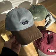 Retro SUNDAY Color Block Cap Casual Soft Top Baseball Cap