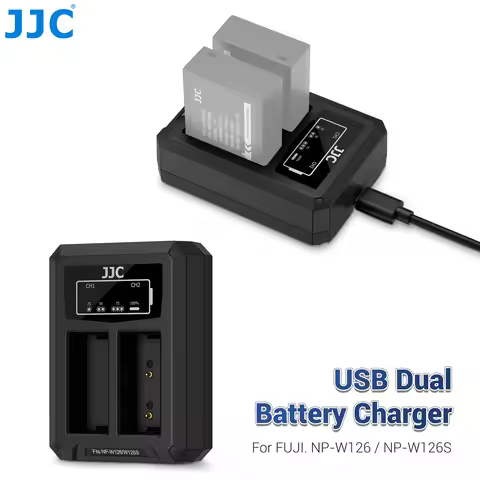 JJC NP-W126 NP-W126S Battery Charger USB C for Fujifilm Fuji X-E5 X100VI V X100F X-T50 XT50 X-T30 II