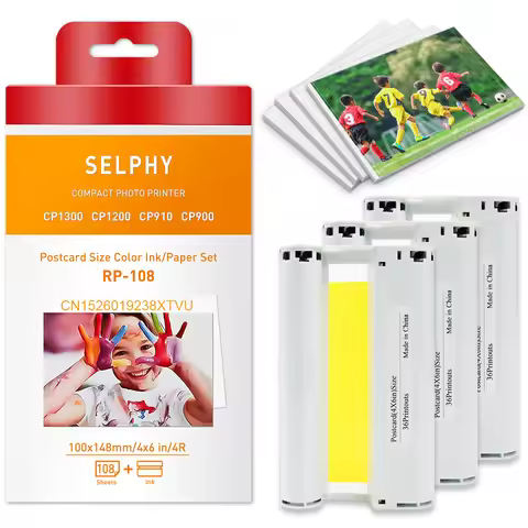 Compatible for Canon Selphy Color Ink and Paper Set CP1500 CP1300 CP1200 CP910 CP900 Photo Paper Pri