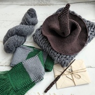 新生兒巫師帽/魔杖/圍巾、毯子。嬰兒拍照道具。萬聖節服裝