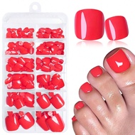 120pcs Press On Toenails Women Fake Toe Nails, Red Fake Toenails Press On Nails Toe Acrylic Nail Tip
