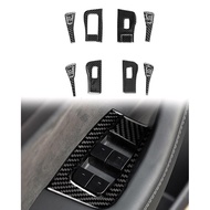 Carbon Fiber Window Switch Button Cover Sets, Window Lift Switch Panel Cover Trim Stickers Compatibl