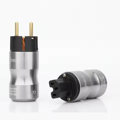 24K Gold Plated Europe Standard Male Mains AC Power Plug Audio HIFI European Female Power Supply Soc