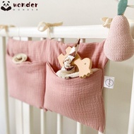 WONDER Storage Bag, Infant Products 2 Pockets Crib Hanging Bag, Portable Multifunction Diaper Storage Convenient Cot Bed Organizer