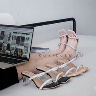 My Feet. Women's 7cm Double Strap Diamond Luxury Glass Heels Sandals Size 35-41