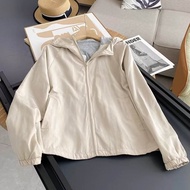 <901>UNIQLO เสื้อเสื้อโค้ทมีฮู้ดและมีซิปฤดูใบไม้ร่วงสำหรับผู้หญิงเสื้อแจ็กเก็ต Lined ถักเนียนนุ่มสำห