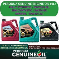 PERODUA GENUINE ENGINE OIL FULLY SYNTHETIC (0W20) / SEMI SYNTHETIC (5W30) / MINERAL (10W30) - 4 LITR