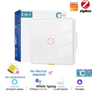 Smatrul 1 Gang White Tuya Zigbee Smart Light Touch Switch No Neutral Wire Wall Magnetic Relay 100-25