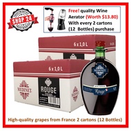 SHOP24 MEDINET ROUGE 1 Litre Red Wine 2 Carton Sale (12 Bottles), High quality grapes from France, 12% alcohol Quality Essential Wine Aerator wroth $13.80 Free