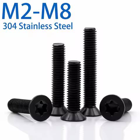 5-40pcs Black 304 Stainless Steel Six-Lobe Torx Flat Countersunk Head Machine Screws Bolts M2 M2.5 M