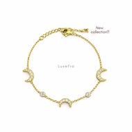 Luxerra A08 - Titanium Jewelry Stainless Steel Crescent Moon Chain Bracelet