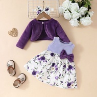Baby Girl Children's Clothing Long-Sleeved Jacket+Dress Suit 0-3 Years Old Girl Plush Jacket Vest Sk