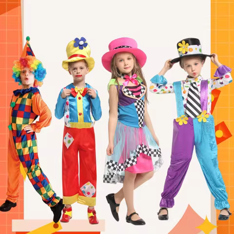 Campus performance clown character costume, makeup ball costume, children's clown costume, playful c
