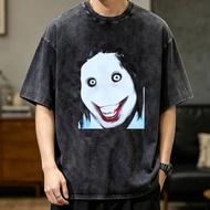 Jeff the Killer cotton Vintage Washed top tees teen kawaii Pastel korean clothes Grunge top tees Gru