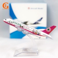Taiwan Eva Airbus 380 Aircraft Model Pink A380 Plane Airplane Diecast  Alloy Model KT Cat Decoration