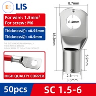EZ SC16-6 SC25-8 SC35-8 SC1.5-95mm² Tinned Thicken Copper Lugs Ring Bolt Hole Crimp Terminal Wire We