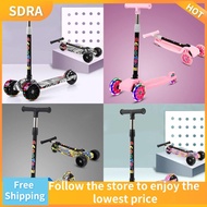 SDRA with Flash Wheels Children Scooter Foldable Adjustable Height Folding Foot Scooters Sport Toy Lightweight 3 Wheel Scooter for 3-12 Year Kids