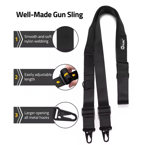 CVLIFE Two Point Sling Rifle Strap Length Adjustable Slings with Elastic Design Removable Metal Hook
