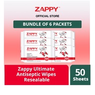 Zappy Ultimate Antiseptic Wipes 50 Sheets Resealable