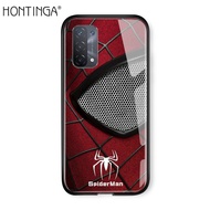 Hontinga เคสโทรศัพท์สำหรับ OPPO A74 5Gเคสโทรศัพท์ Marvel สำหรับเด็กผู้ชายซูเปอร์ฮีโร่สำหรับผู้ชายเคสกัปตันอเมริกาไอรอนแมนสไปเดอร์แมนกระจกนิรภัยคลุมด้านหลังเคสแข็ง