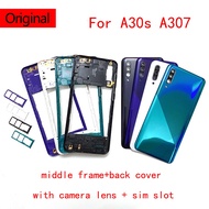 Original For SAMSUNG Galaxy A30s A307 Housing Battery Back Cover Case Rear Door+Middle Frame+Camera 