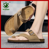 VISION 2024 Sandal Mewah Gaya Baru Sandal Jepit Trend Musim Panas Lelaki Memakai Luar Kasut Pantai Gabus Yang Tidak Tergelincir, Deodoran, Selesa, Sandal Dan Selipar Lelaki Gaya Korea, Kasut Kasual Bernafas