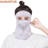 AUGUSTUS Summer Sunscreen Mask Cycling Face Cover Driving Face Mask Solid Color With Neck Flap Sunscreen Veil Face Gini Mask Outdoor Face Shield Men Fishing Face Mask