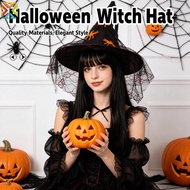 Halloween Black Lace Witch Hat Spooky Cosplay Costume Decor