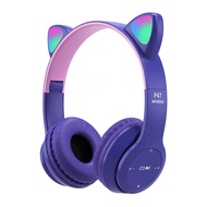 Actual Headphone Headset Bando Bluetooth P47M RGB LED CAT Earphone Wireless Headphone Wireless Bluet