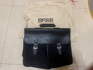 Bree 黑色皮革尼龍公事包