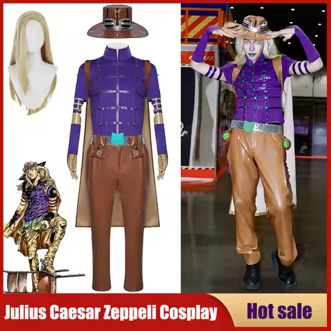 Anime Bizarre Adventure Gyro Zeppeli Cosplay Costume Steel Ball Run Julius Caesar Zeppeli Shirt Pant