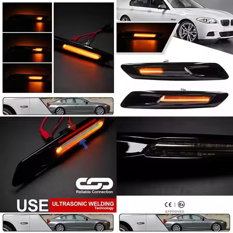 2Pcs Amber F10 LED Dynamic Sequential Blink Side Marker Light for BMW 5-Series F10/F11 2011 2012 201
