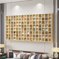 Solid Wood Shelf Baoduo Creative Teapot Shelf Lattice Pavilion Wall Shelf Lattice Display Rack Teacu