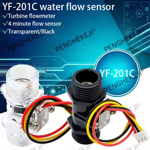 Transparent black flow meter YF-201C water flow sensor turbine flow meter 4-point flow sensor