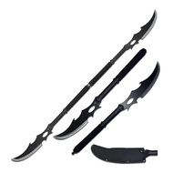 FMT-054BK - Dual Fantasy Naginata – 55.5-inches Overall, Black and Satin Finish Stainless Steel Blad