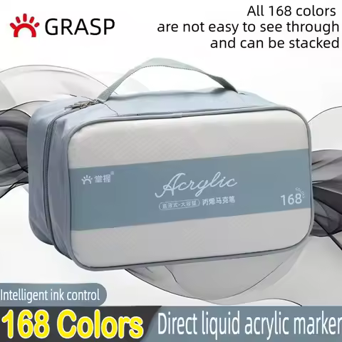 GRASP 168/1 Colors Acrylic Marker Pens Waterproof Pen Soft Brush Nib for Glass Stone Stationery pk G