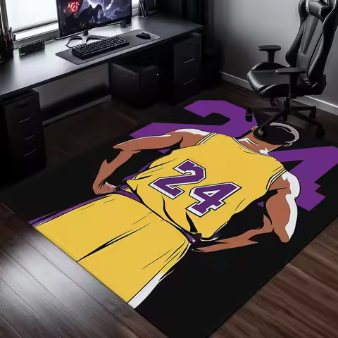 Kobe Bryant 24 Jersey Crystal Velvet Rug Basketball Fan Gift Sports Themed Bedroom Floor Mat NBA Col