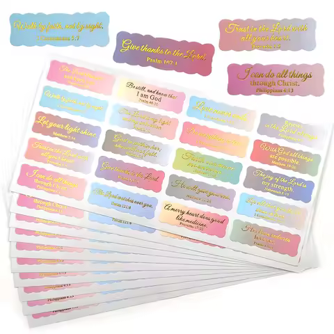 200 Pcs Foil Golden Bible Verse Stickers – Inspirational Scripture Labels, Self-Adhesive Matte Stick