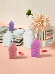 3d愛心煙囪屋飾品矽膠模,屋形蠟燭石膏水泥模具,diy製燭水晶滴管模具,家居裝飾