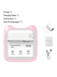 A31粉色迷你印表機口袋熱敏印表機無墨無色可攜式貼紙印表機無線照片印表機，可用於列印標籤