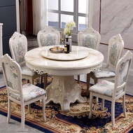 superior productsEuropean-Style Marble round Table Dining Tables and Chairs Set Household White Solid Wood Dining Table