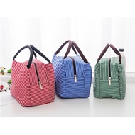 〔 Insulated Meal Bag B1C] Korean Version Horizontal Stripes Handbag Lunch Waterproof Box Kindergarte