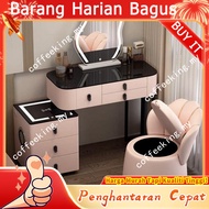 Dressing table with mirror Solid wood bedroom dresser, smart home, multifunctional Nordic black tech